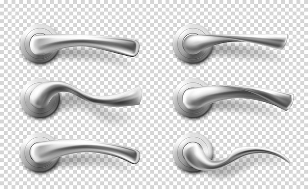 Vector realistic metal door lever handles