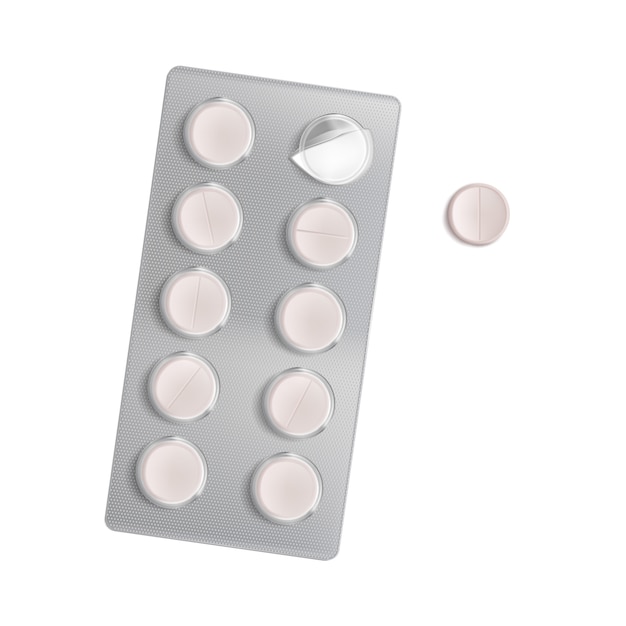 Бесплатное векторное изображение Вектор реалистичные таблетки блистерной упаковки