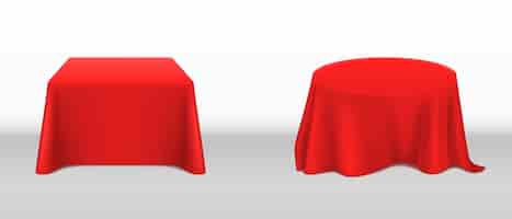 Free vector vector realistic red tablecloth on tables