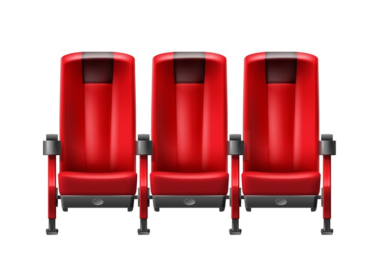 Free Vector vector realistic row of red cinema seats front view close up isolated on white background
