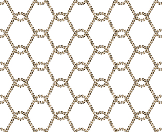 Бесплатное векторное изображение Векторный реалистичный бесшовный узор с коричневыми скрученными веревками и петлями