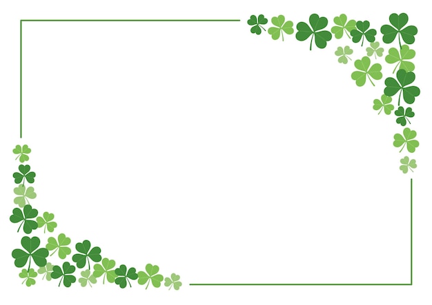 Vector rectangle clover frame illustration for st. patricks day isolated on a white background with