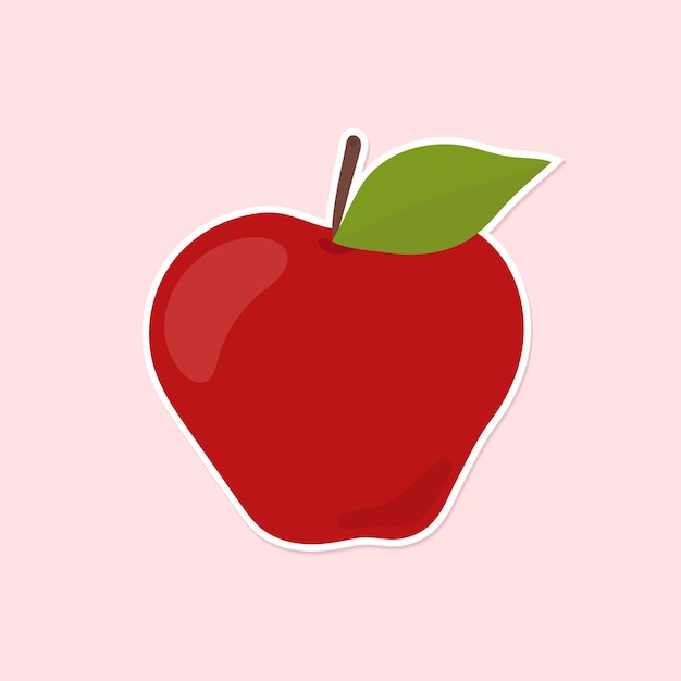 Free vector vector red apple food sticker clipart