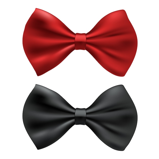 vector red and black bow ties isolated