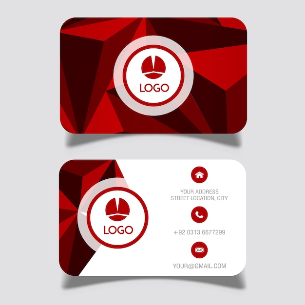 Vector red lowpoly business card designs