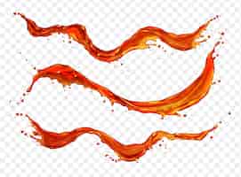 Vettore gratuito flusso di spruzzi di succo di frutta liquido rosso arancio vettoriale isolato su sfondo trasparente illustrazione 3d di onda di acqua succosa per icona di fuoriuscita di cocktail tropicale frullato di pomodoro che cade disegno dell'elemento di ricciolo