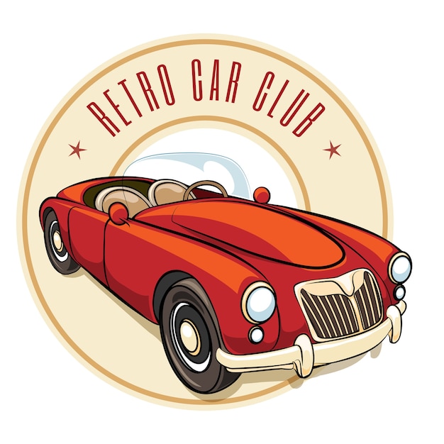 vector retro car label with vintage vehicle