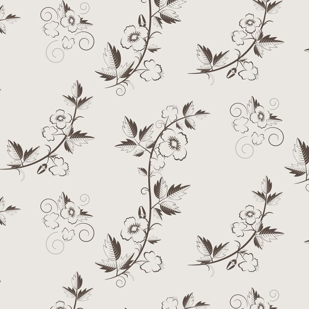 Vector retro floral pattern with flowers