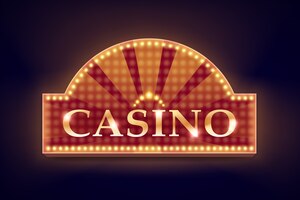 Vector retro orange illuminated casino signboard for poster, flyer, billboard, web sites and gambling club isolated on black background