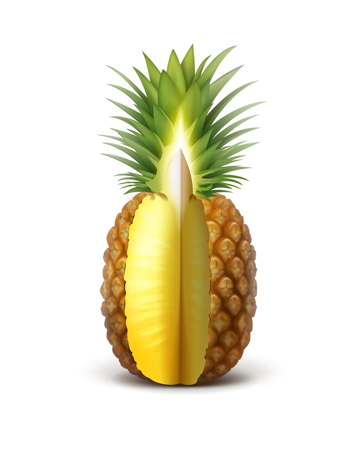 Free Vector vector ripe sliced pineapple fruit isolated on white background