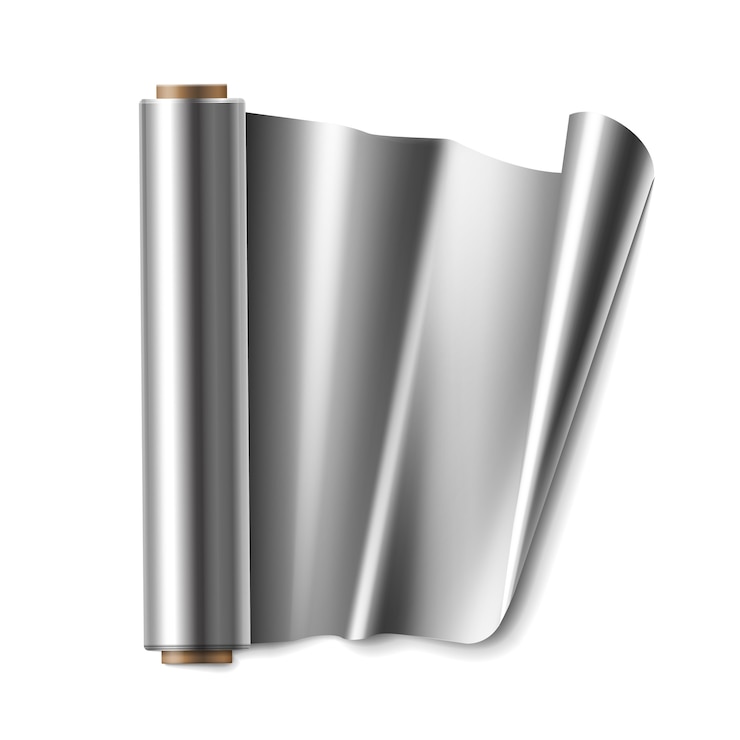 Free Vector vector roll of aluminium foil close up top view isolated on white background