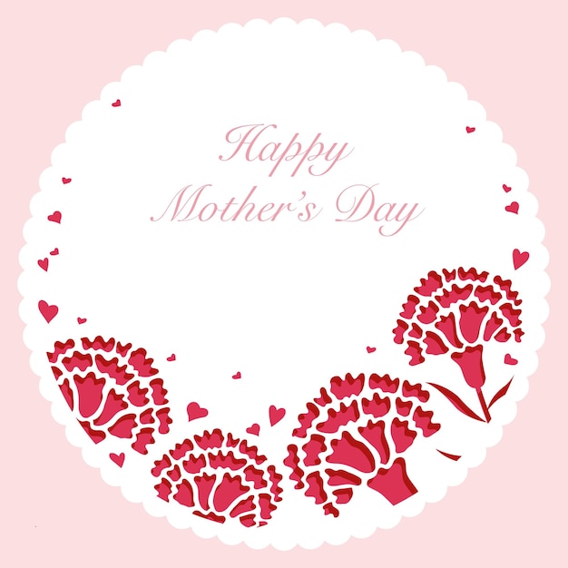 Free vector vector round carnation frame with text space for mothers day, valentines day, bridal, etc.