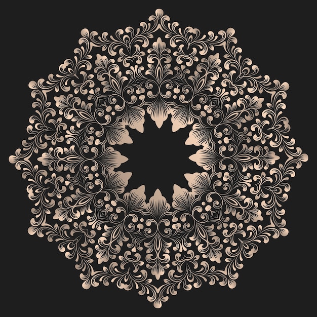 Бесплатное векторное изображение Векторное круглое кружево с элементами дамаска и арабески в стиле менди восточный традиционный орнамент