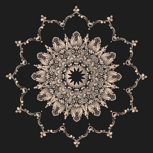 Vector round lace with damask and arabesque elements mehndi style orient traditional ornament