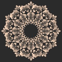 Vector round lace with damask and arabesque elements mehndi style orient traditional ornament
