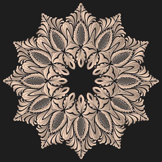 Free vector vector round lace with damask and arabesque elements mehndi style orient traditional ornament