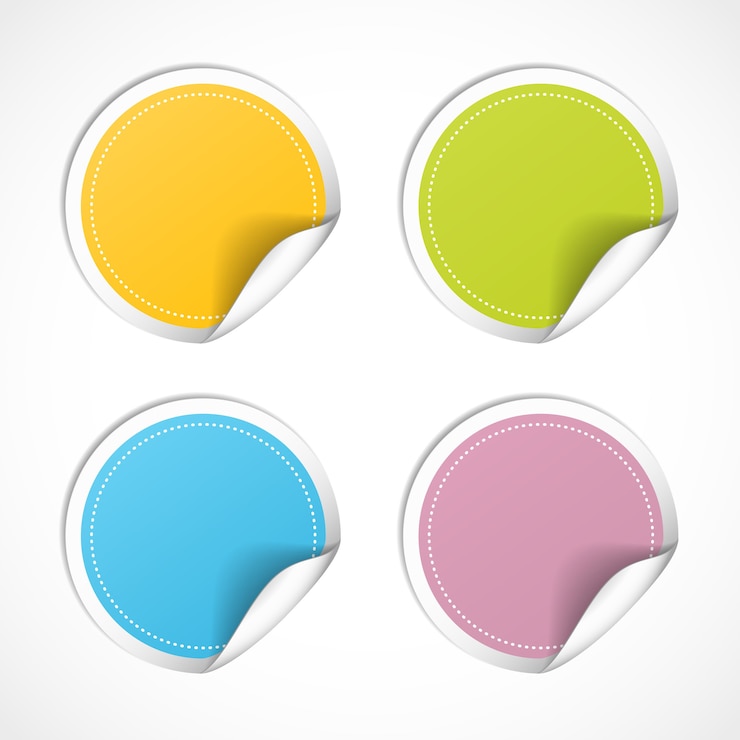 Free Vector vector round stickers with curled edge isolated on white background