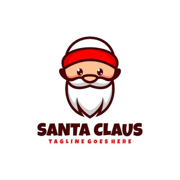 Vettore gratuito disegno del logo della mascotte semplice di babbo natale vettoriale