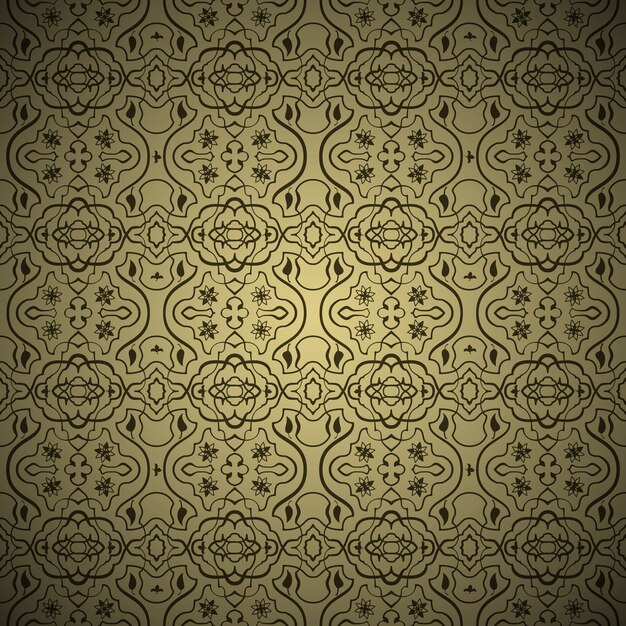 Vector Seamless arabic background pattern. Gold and Black