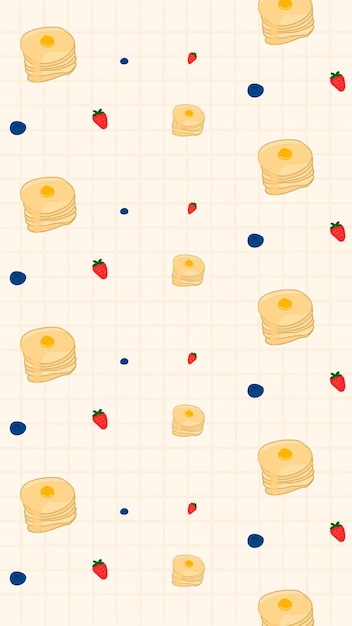 Free vector vector seamless pancake strawberry blueberry pattern background