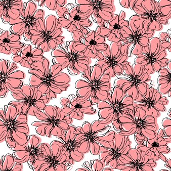 ベクトル​の​シームレス​な​パターン​の​花​植物画
