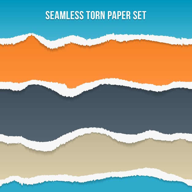 Vector seamless torn paper. Orange and blue, slategray and stripes, pattern and background