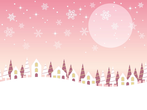 Vector seamless winter townscape with text space horizontally repeatable