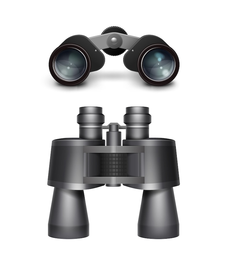 無料Vector 白い背景で隔離の黒い旅行双眼鏡上面図のベクトルセット