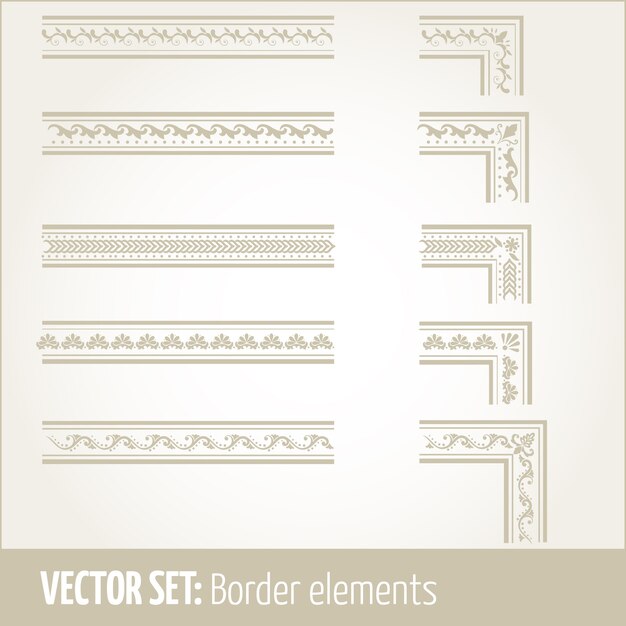 Free vector vector set of border elements and page decoration elements. border decoration elements patterns. ethnic borders vector illustrations.