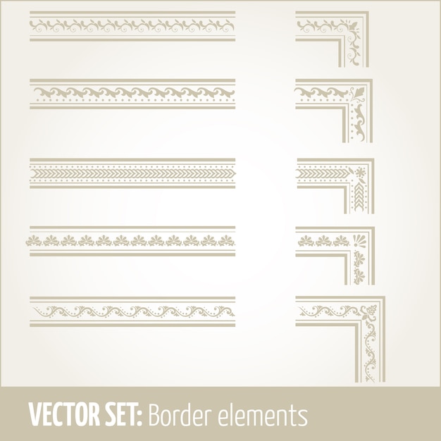 Векторный набор элементов границы и элементов оформления страницы. Пограничные элементы орнаментов. Векторные иллюстрации.