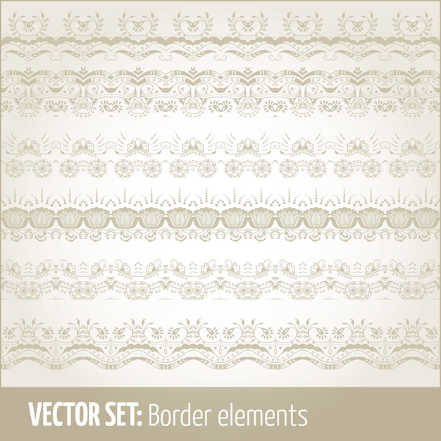 Vector set of border elements and page decoration elements. Border decoration elements patterns. Ethnic borders vector illustrations.