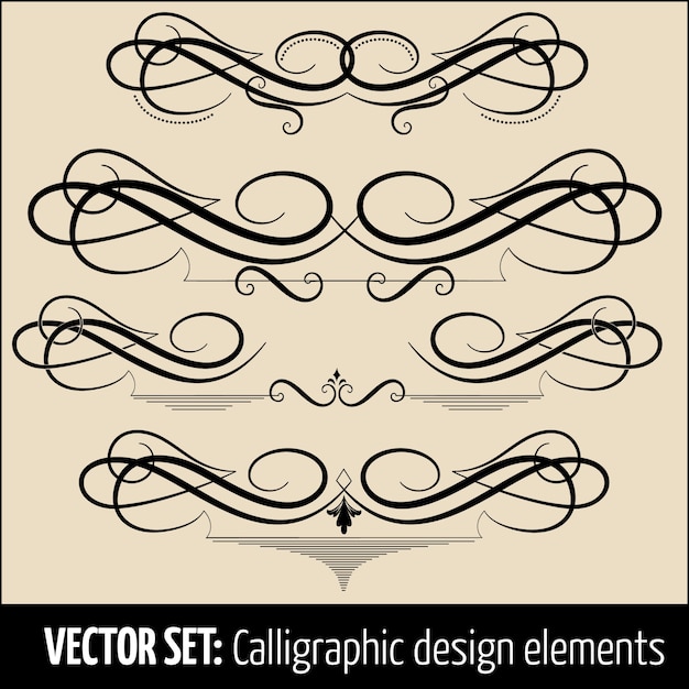 Vettore gratuito vector set di elementi di design calligrafico e decorazione pagina. eleganti elementi per il tuo design.