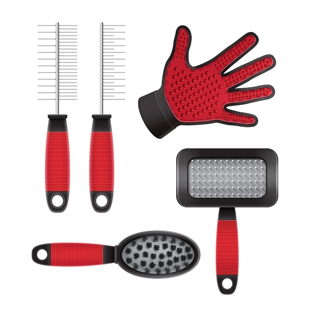 Free vector vector set of cat and dog grooming equipment