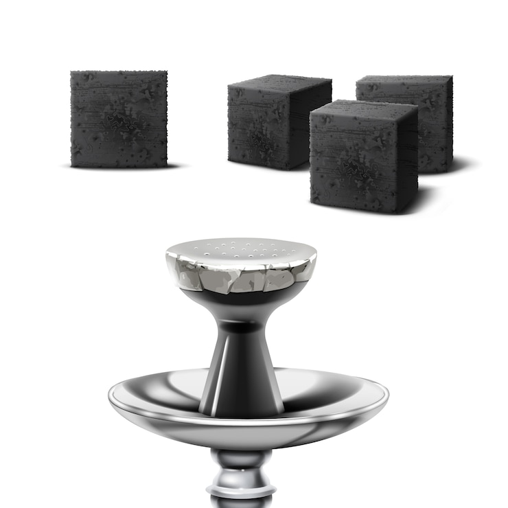 Free Vector vector set of charcoal cubes for hookah pipe in different foreshortening isolated on white background