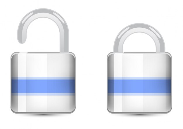 Vector set  color icons. Padlock icon