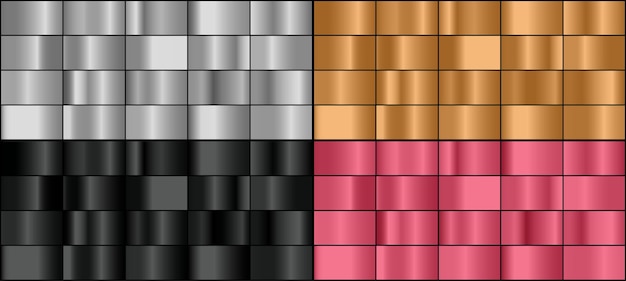 Vector set of colorful metal gradients.