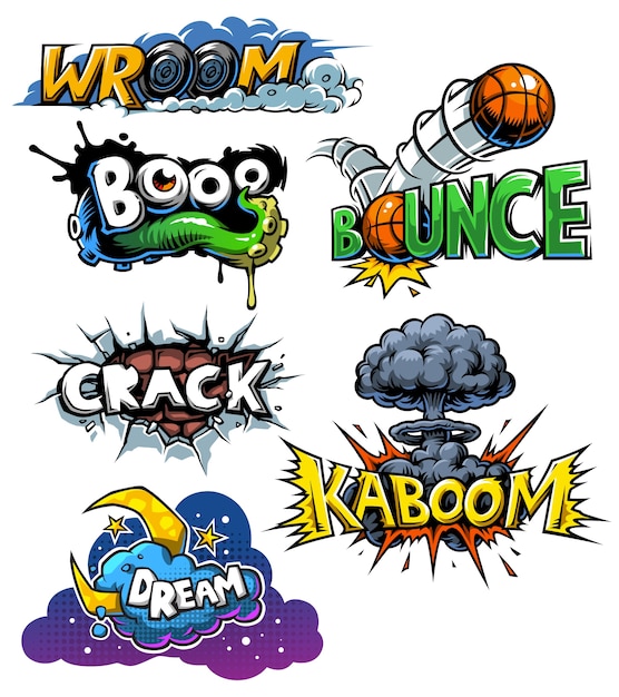 Vector set of comics icons