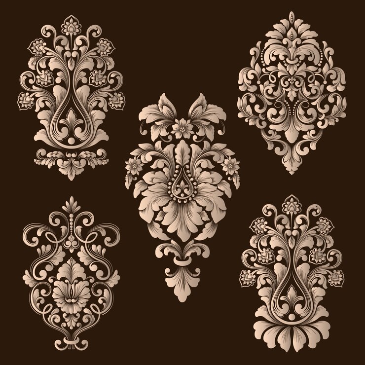 Free Vector vector set of damask ornamental elements