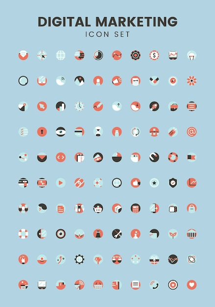 Vector set of digital marketing icons