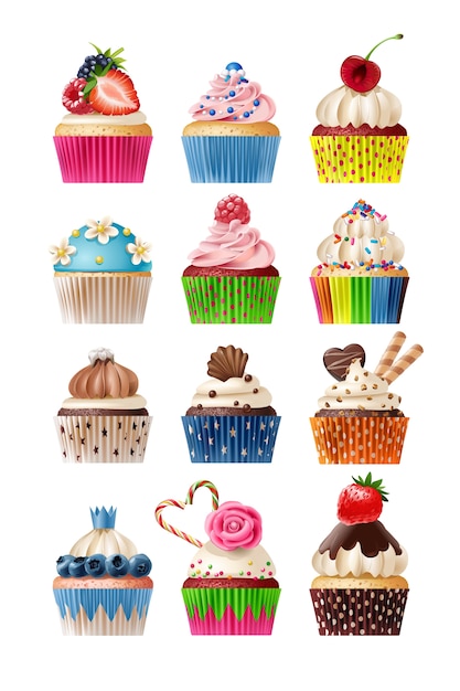 Set Cupcake Stickers Doodle Illustration Cupcakes Stock Vector (Royalty  Free) 1576613215