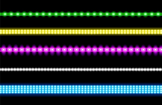 네온 발광 효과와 led 스트립의 벡터 세트