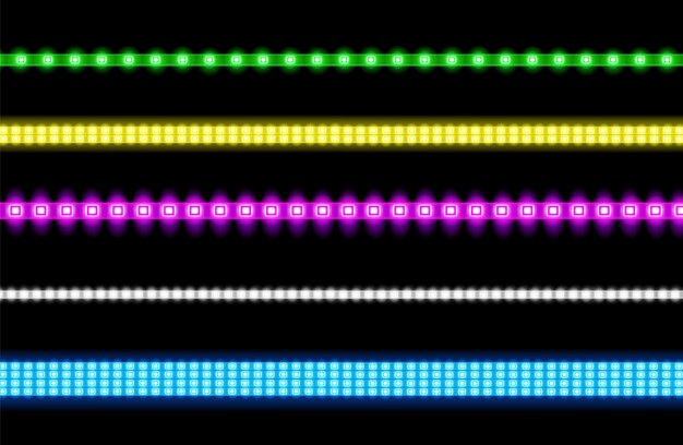 네온 발광 효과와 led 스트립의 벡터 세트