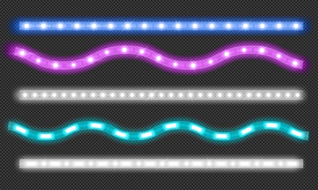 Insieme di vettore delle strisce principali con effetto della luce al neon