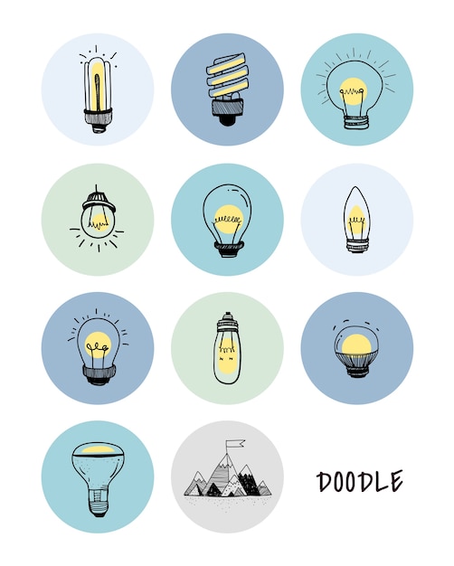 Free vector vector of a set of light bulbs