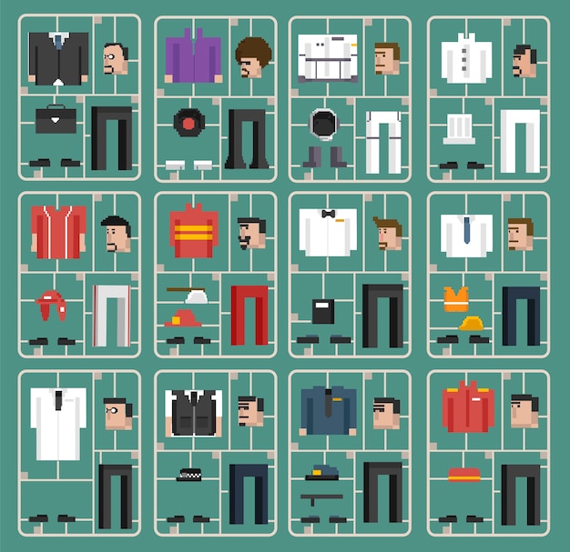 Free vector vector set of men and professions