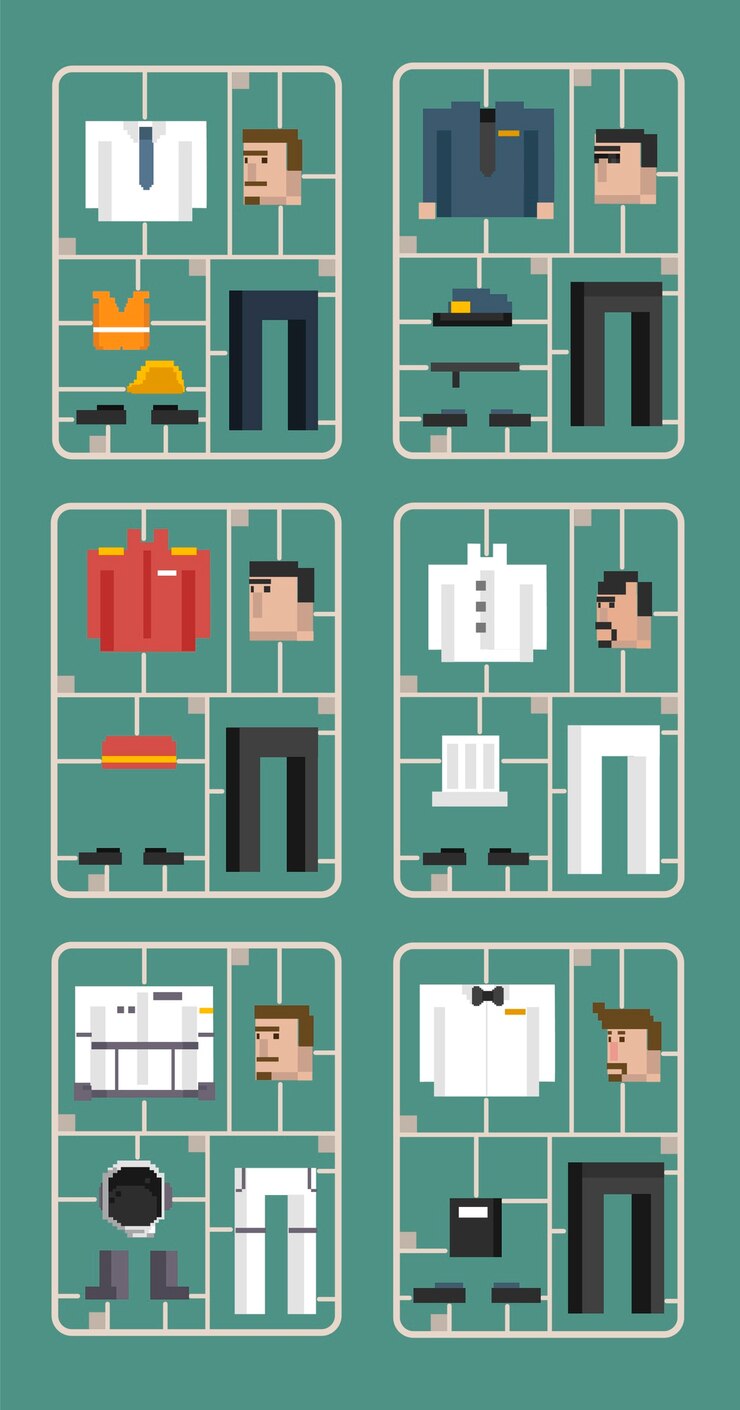 Free Vector vector set of men and professions