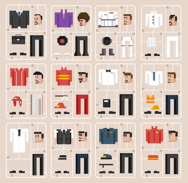 Vector set of men and professions