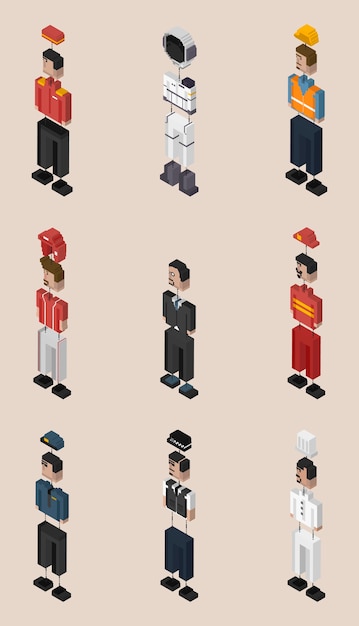 Free vector vector set of men and professions