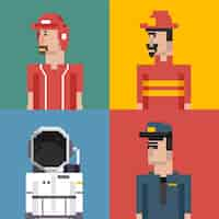 Free vector vector set of men and professions