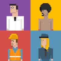 Free vector vector set of men and professions